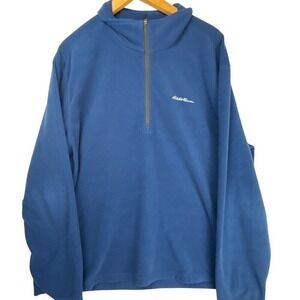 Eddie Bauer 1/4 Zip Sweater Mens 2XL Blue Fleece Base Layer Hiking Outdoors